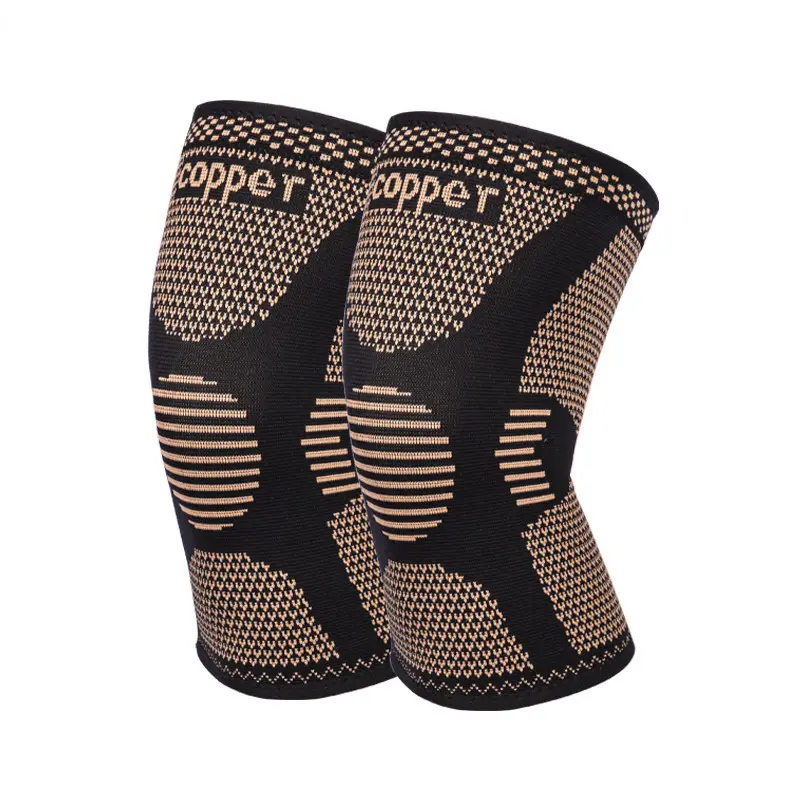 Customized Compression Sports Knitted Copper Fiber Knee Sleeve Brace Support For Running
