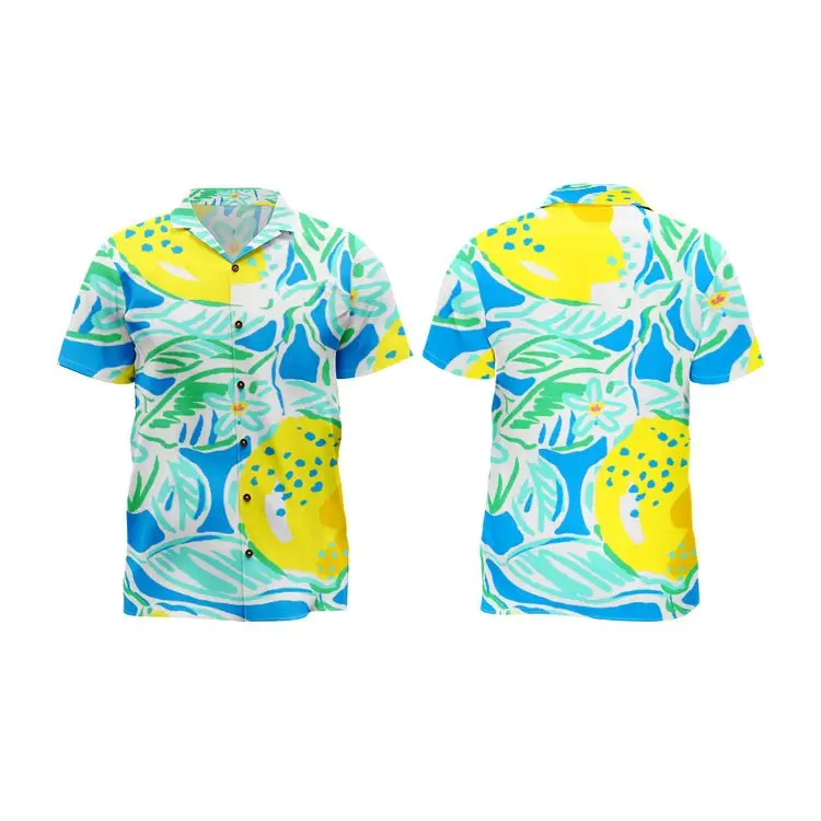 Комплект гавайской рубашки для отпуска, гавайская рубашка с короткими рукавами и логотипом Allover, шелковая рубашка для лагеря с индивидуальным принтом, гавайская рубашка на пуговицах для мужчин