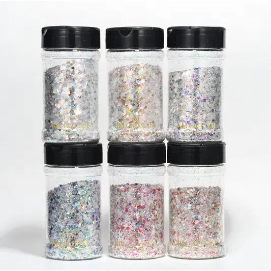 KM GLITTER LWM Series Factory Bulk Supply Wholesale Color Customized Iridescent Chunky Glitter for Nail Body Decoration