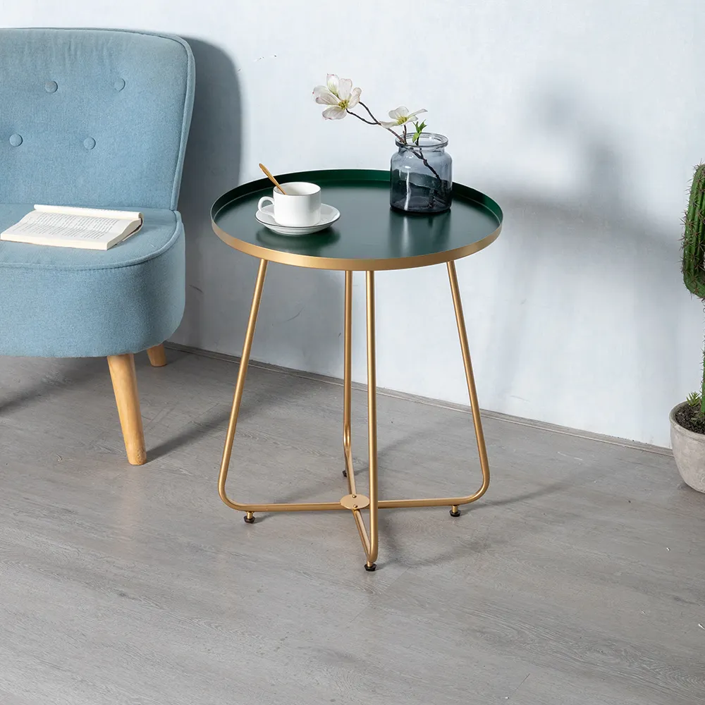 Маленький круглый металлический водонепроницаемый журнальный столик, домашний и уличный журнальный столик с основанием X, Диванный столик для закусок для гостиной