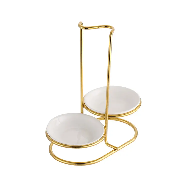 Подставка для кухонной утвари, металлическая подставка золотого цвета из нержавеющей стали, подставка для ложки в форме буфета, с керамической чашей