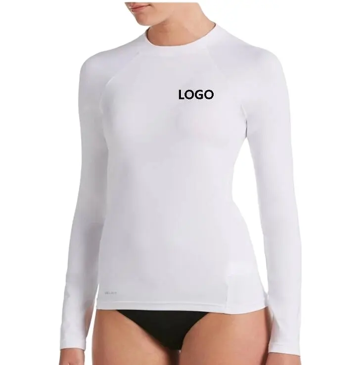 Индивидуальная трафаретная печать логотипа для женщин и девочек, Облегающая рубашка с длинными рукавами с защитой от УФ-лучей UPF50 + для плавания