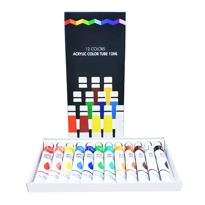 Нетоксичная акриловая краска 12 цветов для школьного художественного набора
