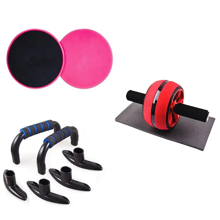 AB wheel roller set include push up bar and core sliders body fitness