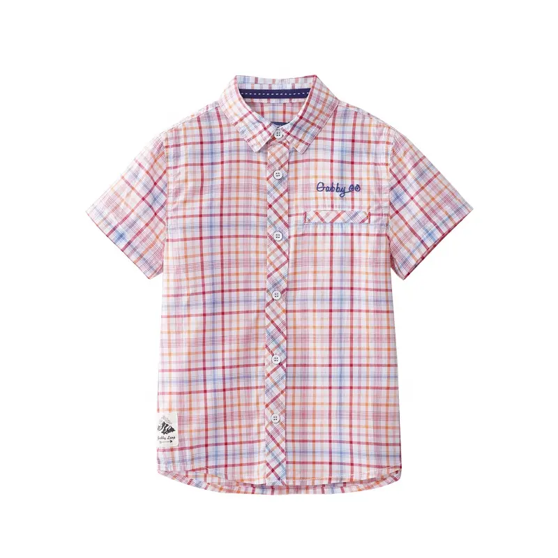 Cotton Boys Shirts Children's Pure Cotton Checks Short Sleeves Boys Plaid Shirts