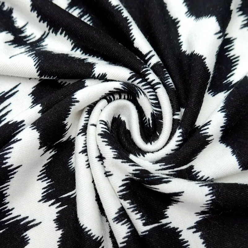 Different Stripe Pattern Vortex Viscose Spandex Knitted Rayon Single Jersey Printed Fabric For Summer Tshirts