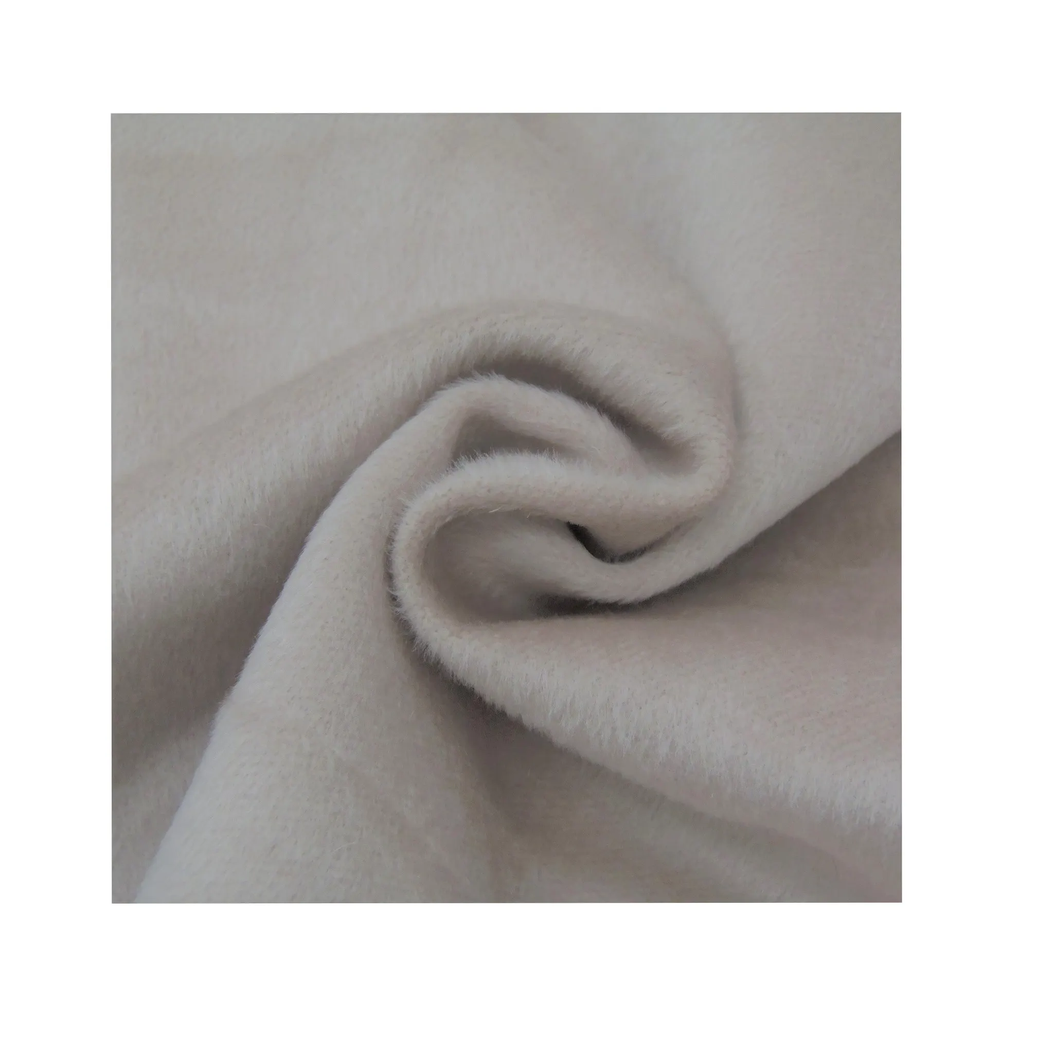 single face khaki woolen cloth one side plain dyed color wool fabric mid weight overcoating woven fleece textile for overcoat