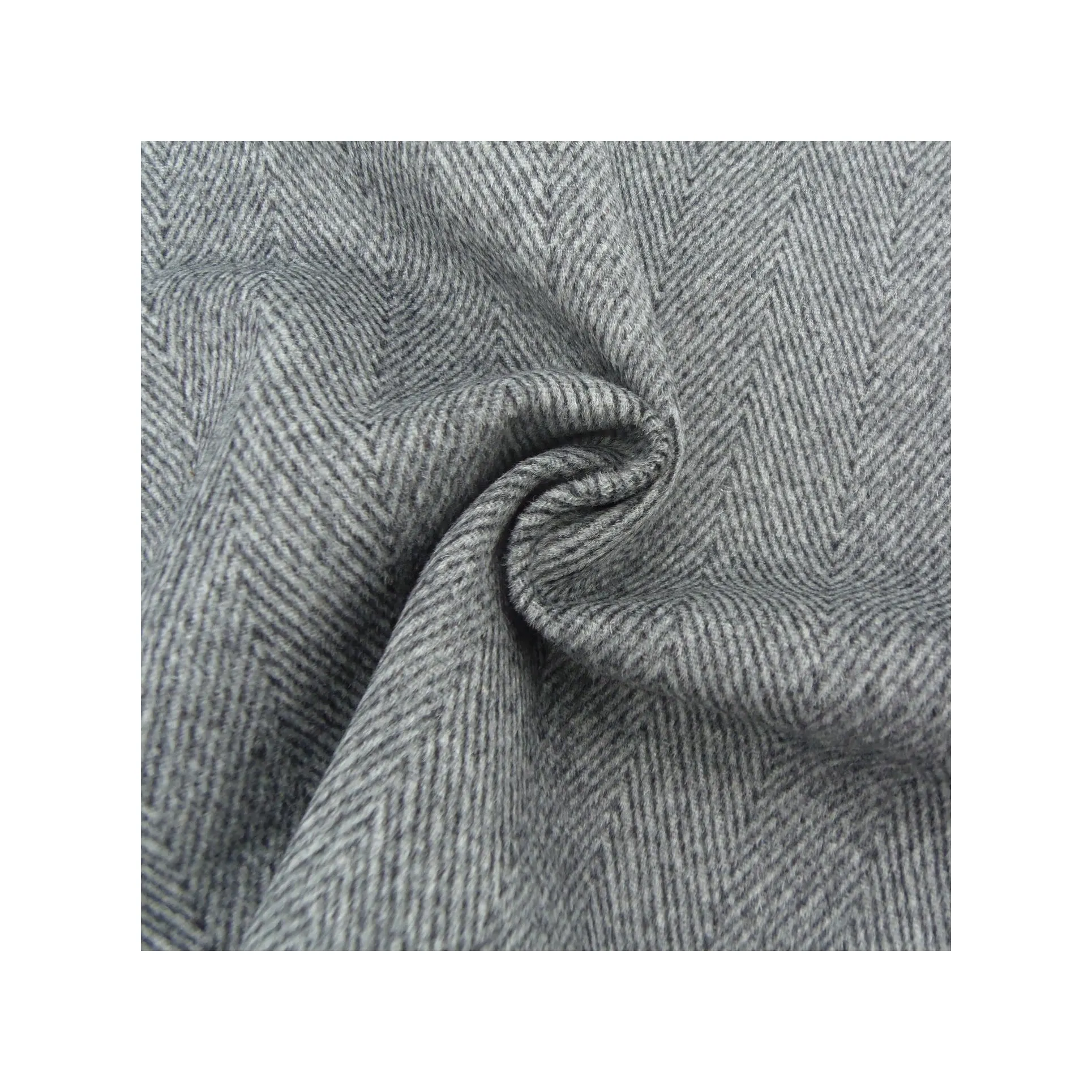 Single face herringbone woolen cloth one side wool zigzag mid weight woven fleece overcoat textile for overcoat