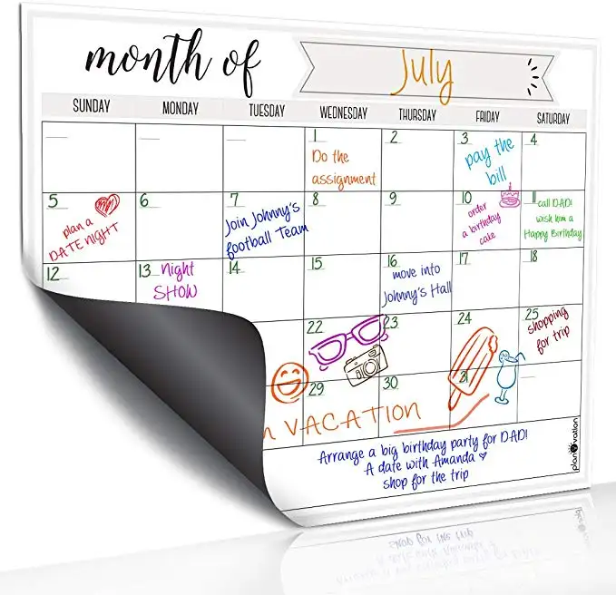 High Quality kids Magnetic Dry Erase Whiteboard Mobthly Planner Calendar for Refrigerator Factory Wholesale