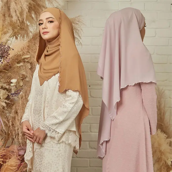 Women Muslim Turban Lady Hijab Islamic Breathable Head Scarf with Embroidery Flower fashion embroidery hijab malaysian scarf