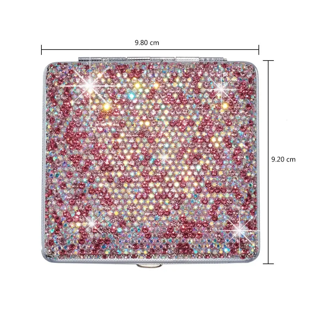 Уникальный блестящий чехол для сигарет со стразами, блестящий портативный жестяной тонкий органайзер, коробка для хранения, изысканный держатель для сигарет 18-20