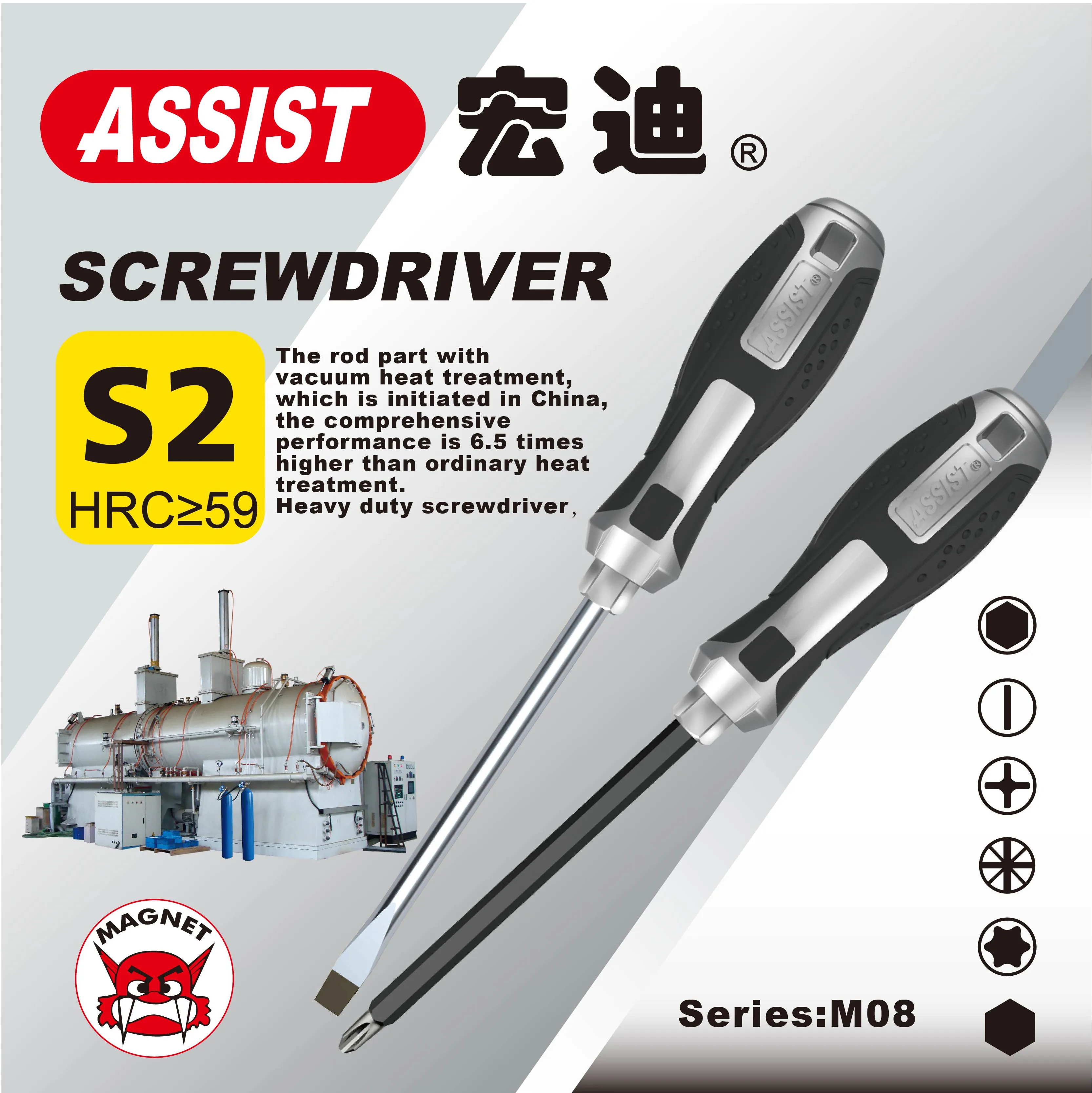 Screwdriver S2 Material With PP TPR Handle Heavy Duty Screwdriver For Home Use