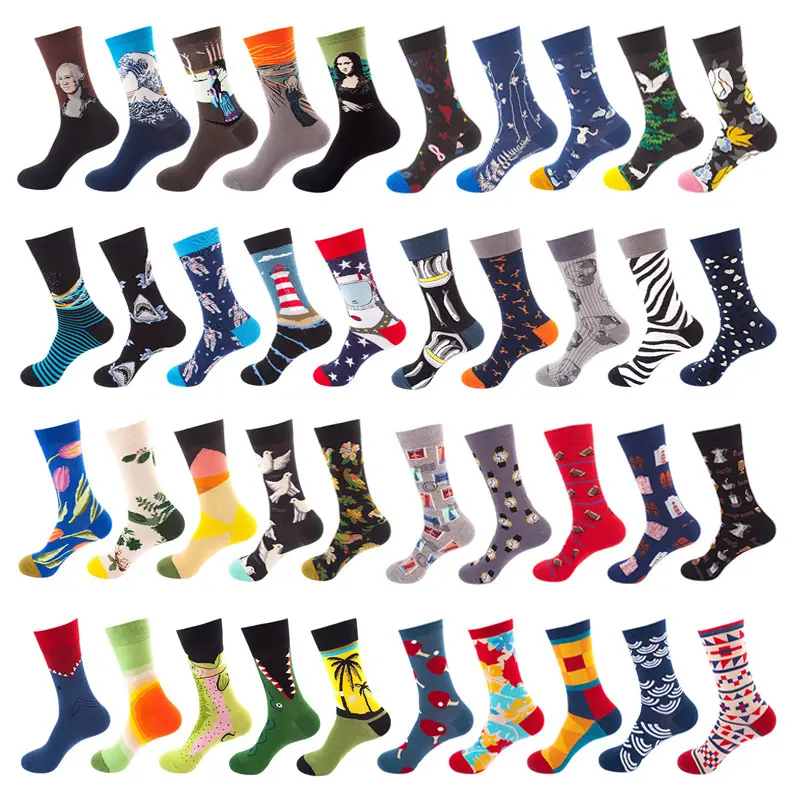 Custom Wholesale Multi Style Men'S Socks Assorted Designs Novelty Colorful Socks Casual Happy Men Socks