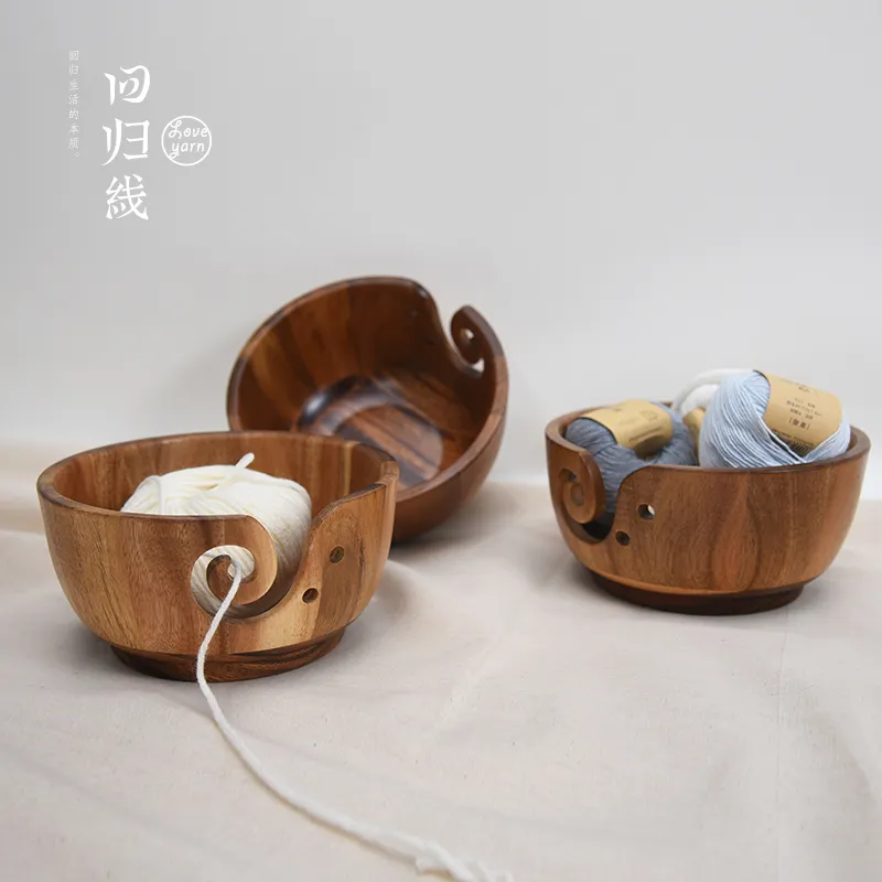 KNITTING BOWL handmade from wood special style easy for knitting