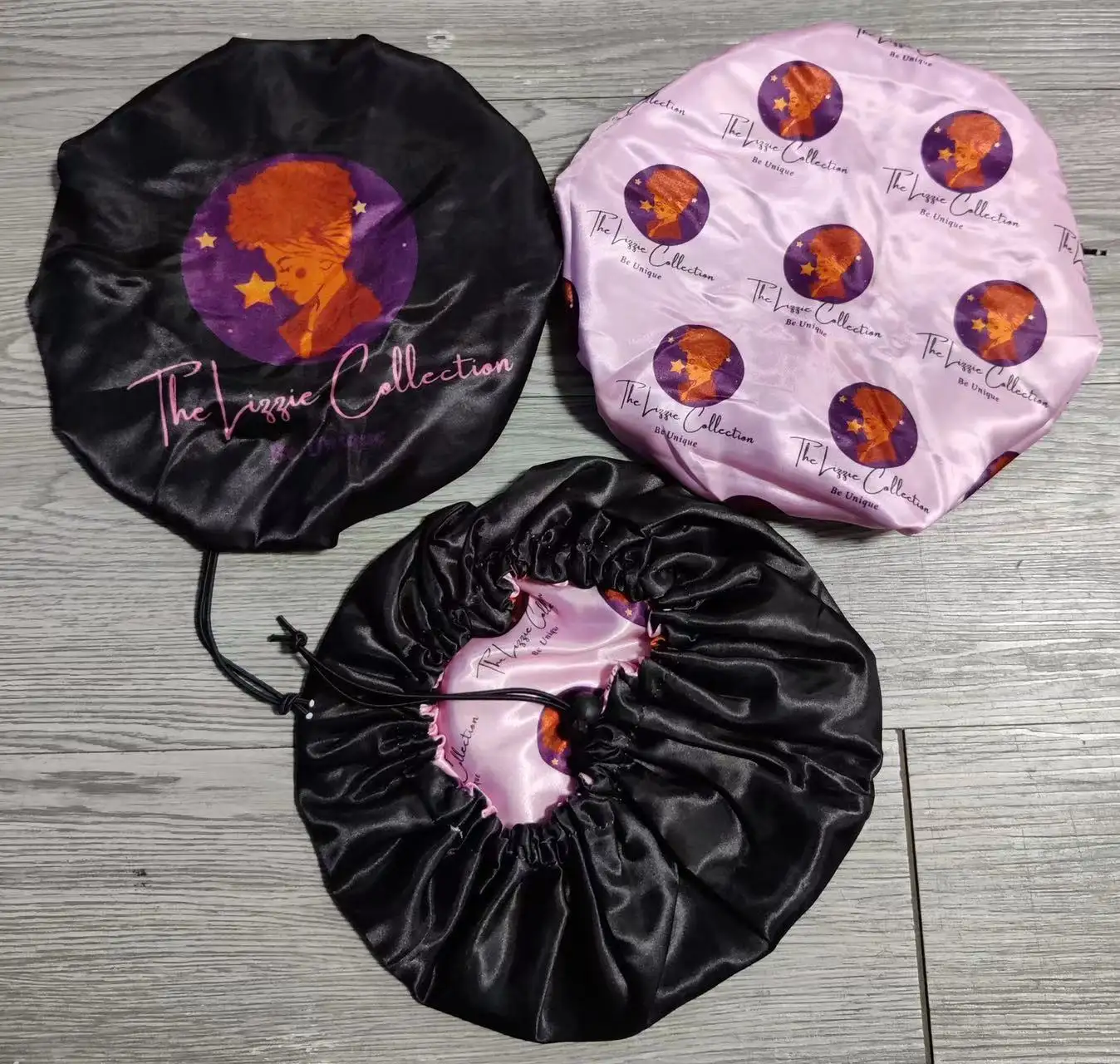 double layer designer bonnets and durags satin mommy and me bonnets adjustable reversible hair bonnets silk