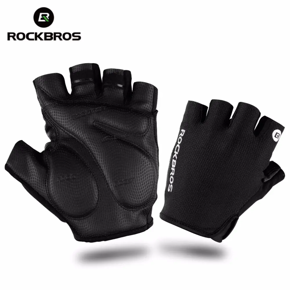 ROCKBROS Unisex Bike Fingerless Gloves Shockproof Breathable Men Women Summer MTB Mountain Sports Cycling Half Finger Gloves