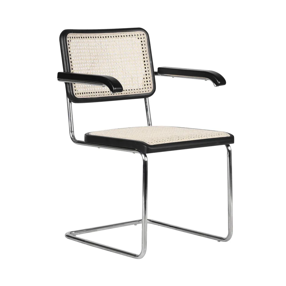 Современные стулья для кафе, столовая, подлокотник, стул из нержавеющей стали и ротанга, обеденный стул