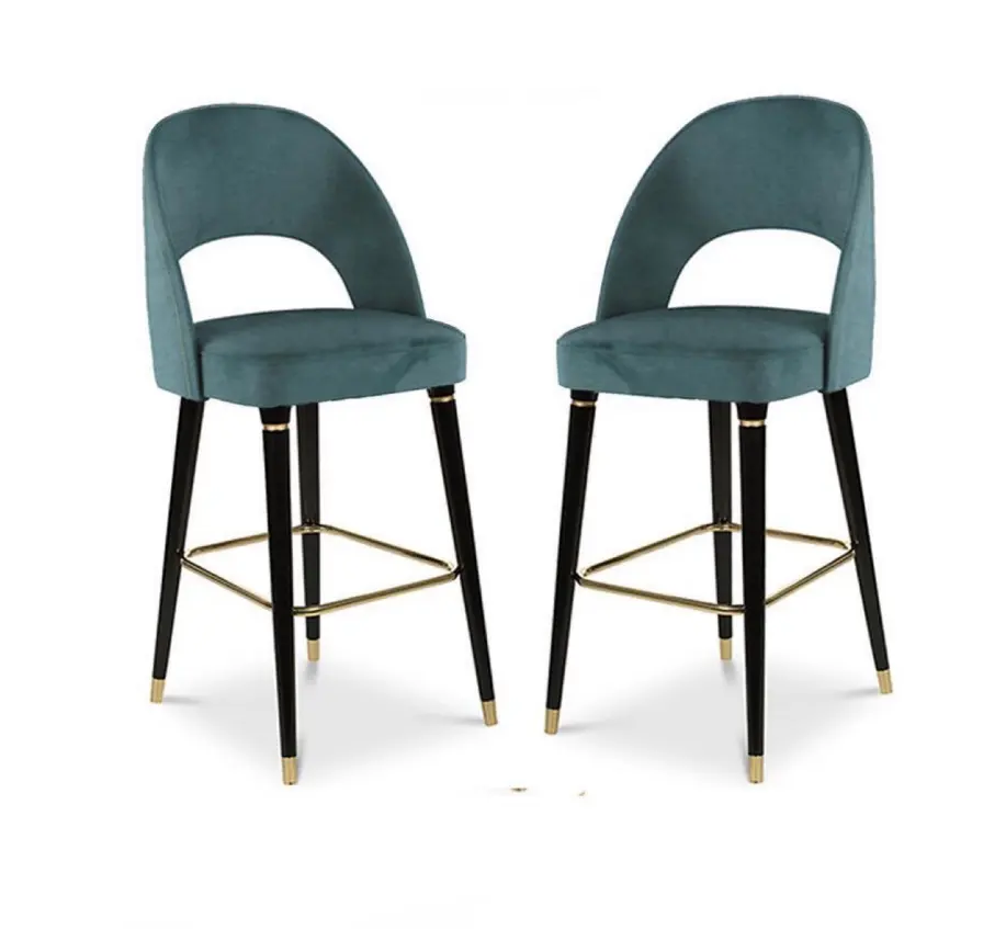 Современные Бархатные Высокие бархатные стулья на заказ с металлическими ножками, стул для кафе, барного стола, кухни
