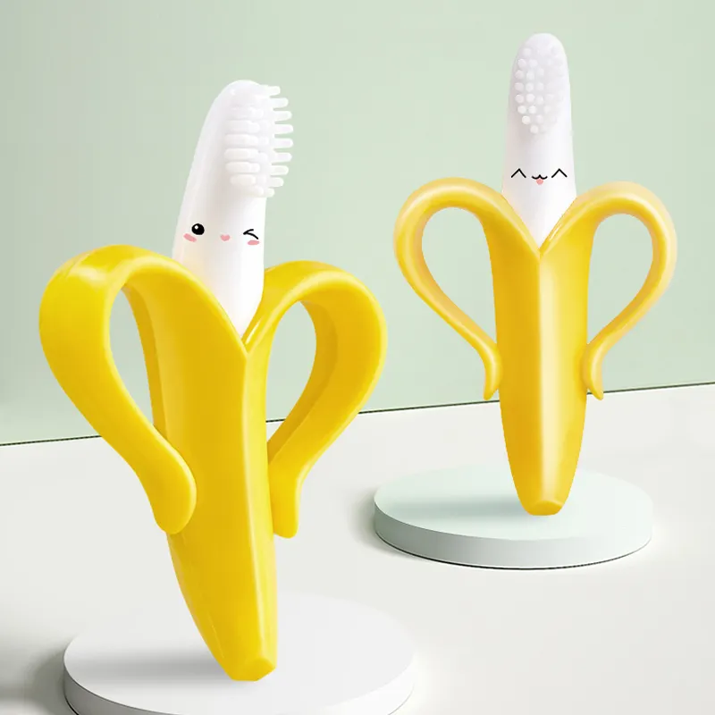 Legenday Hot Sale Food Grade Teething Toothbrush New Design Fruit Sensory Banana Teether Toys