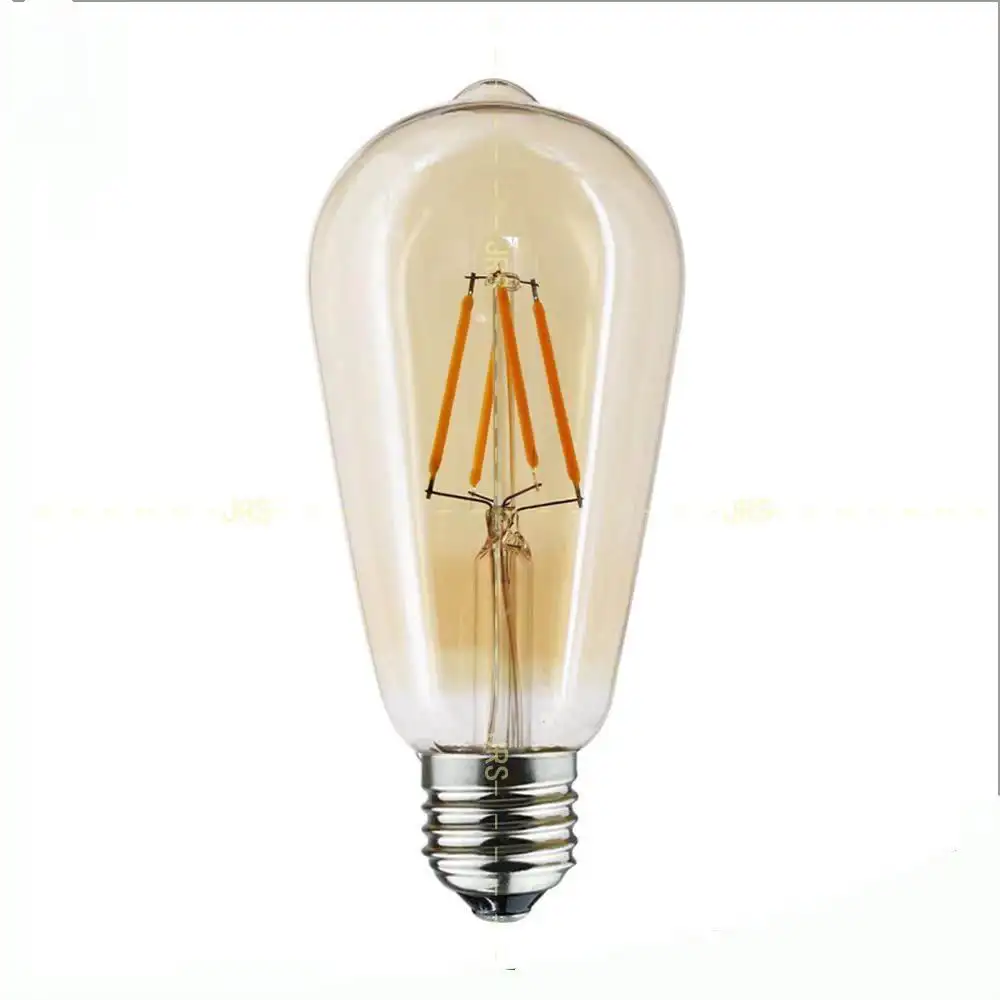360 градусов распределение Янтарное стекло Отделка ST64 LED винтажная E26 E27 лампа накаливания