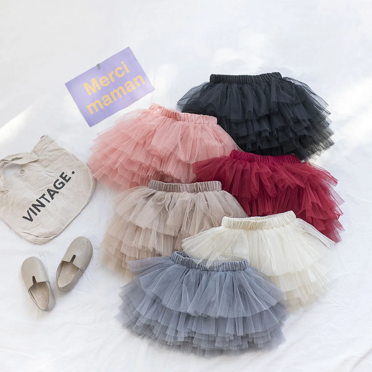 Kids TUTU Skirts 3 Layers Ruffles Tulle Skirt Wholesale Children Girl Tutus High Quality Baby Girl Dress Pink Tutus For Girls