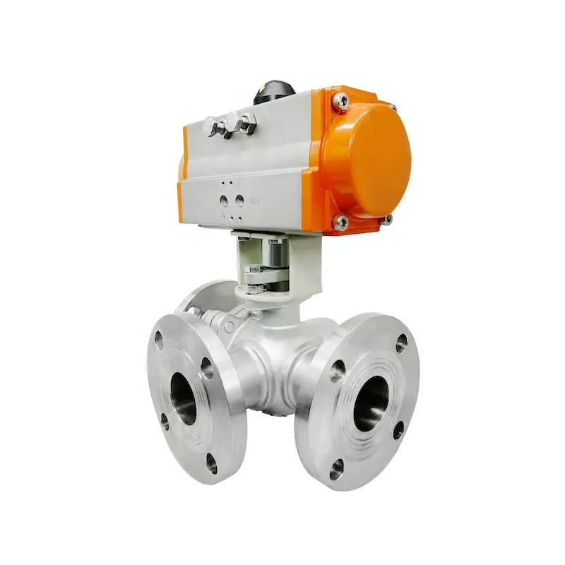 Factory supply Pneumatic stainless stail Three-way Ball Valve