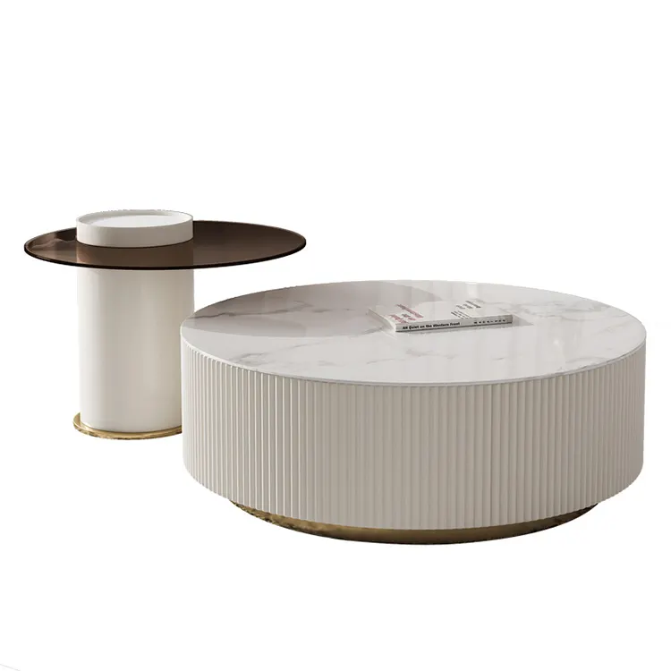 Мебель для гостиной 2 шт. набор краски с ящиками белый мраморный стол современный круглый журнальный столик