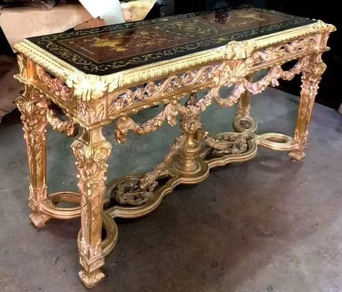 Rococo style carved console table