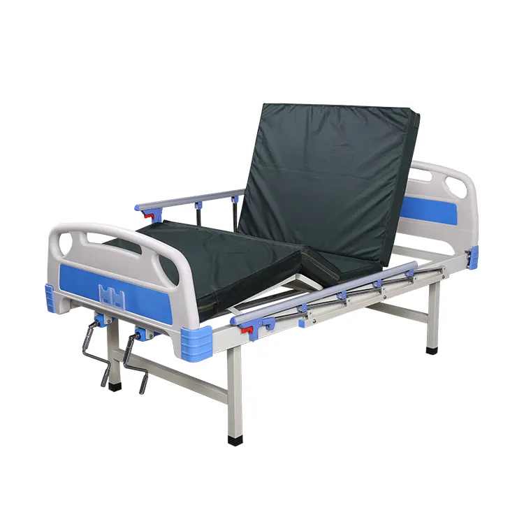 Медицинская мебель с двумя кривошипами, регулируемая складная медицинская кровать, 2 функции, ручная Больничная кровать