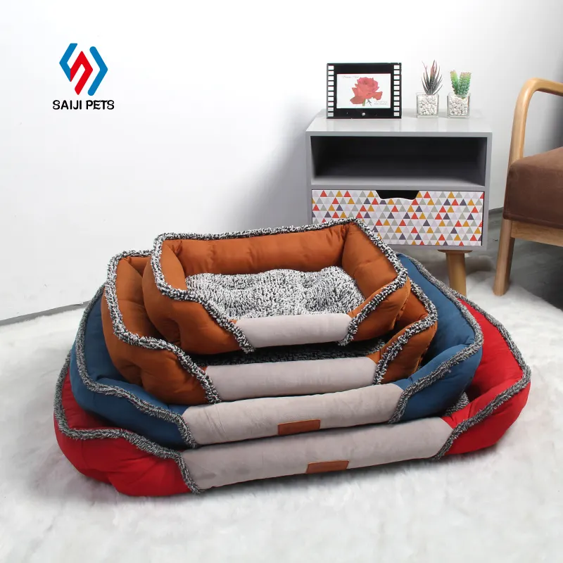 Saiji animal playground furniture washable removable plush pet bed for dogs cat