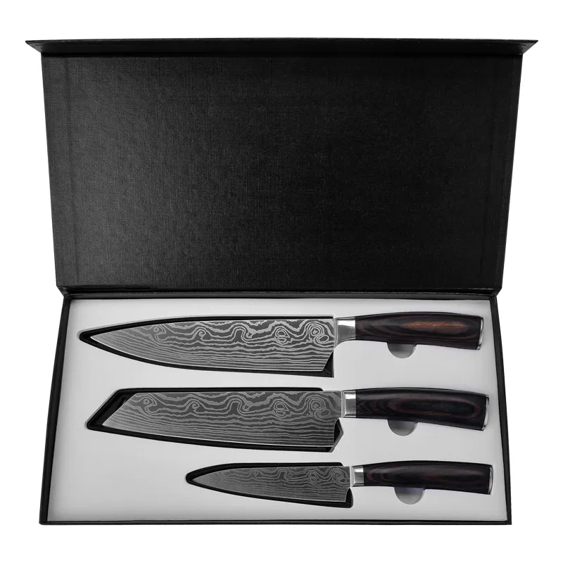 Konoll Carbon Stainless steel 5CR15 Set of 3 pcs Kitchen Knife Set Utility Knife Santouku Knife Home Kitchen Accessory
