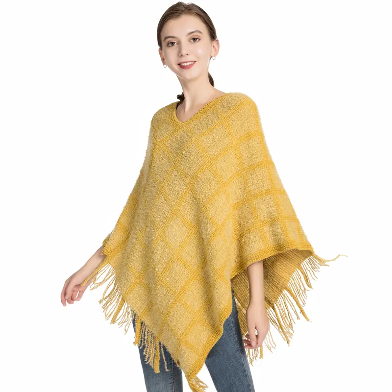 Winter Shawl Women Scarf Warm Cashmere Shawls For Women Poncho Chenille Square Pullover