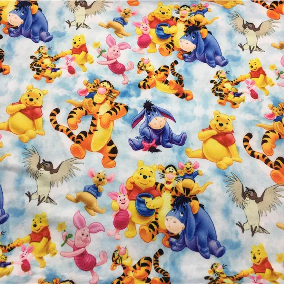 94% Polyester 6% Spandex No MOQ Disney Brand DBP Fabric Polyester Digital Print Knitted Fabric White Double Brushed Poly For Bow