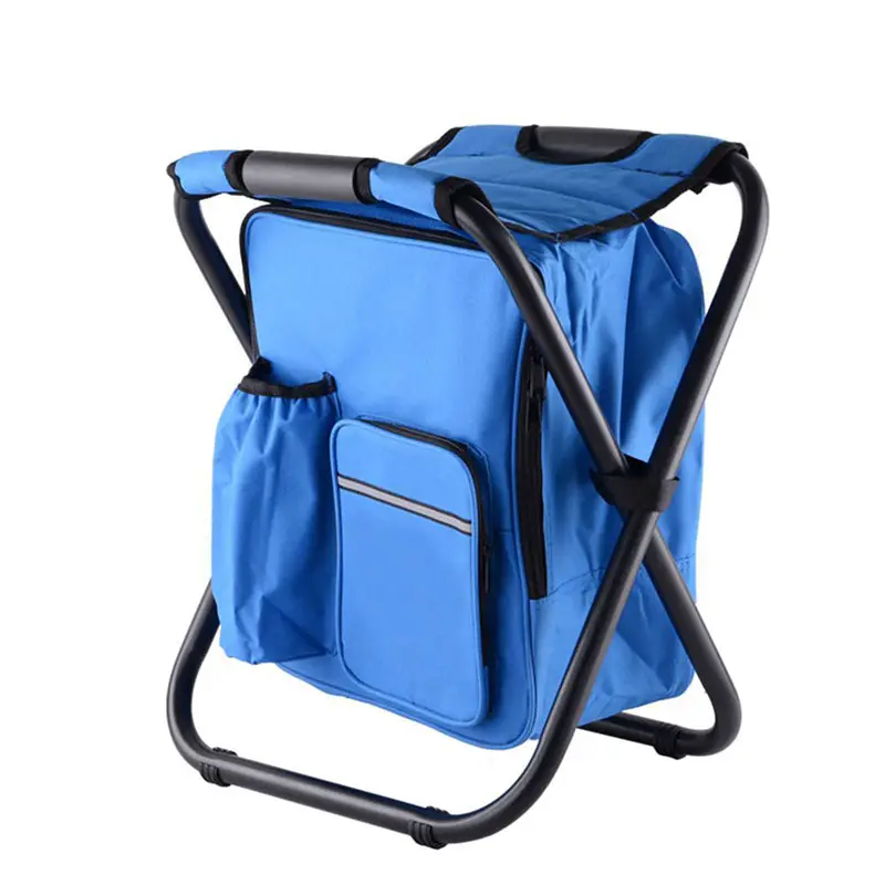 2022 New Outdoor Foldable Stool Chair with Cooler Bag for Fishing Foldable Beach Chair Cooler Backpack