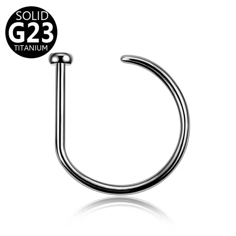 Ready to Ship G23 Titanium Nostril D Shape Nose Hoop Ring