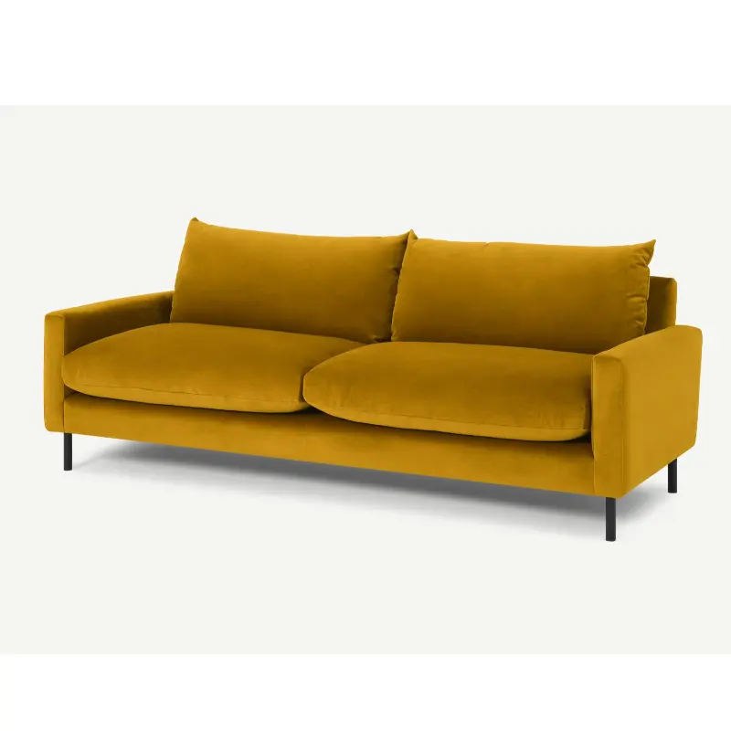 Modern Furniture yellow Velvet with Metal Legs Two Seater Sofa Living Room Furniture