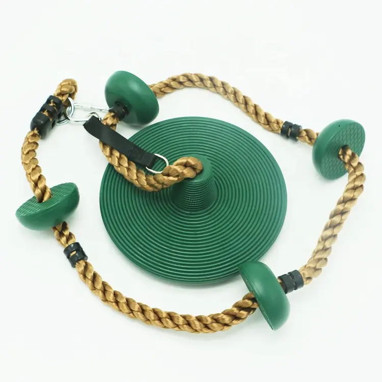 Tree Swing Climbing Rope with Platforms Green Disc Swings Seat