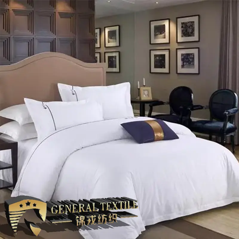 Generaltextile бренд класса люкс 5 звездочный отель простыня на плоской подошве однотонные 100% хлопка изготовленные на заказ белый пододеяльник постельное белье набор постельных принадлежностей для гостиниц