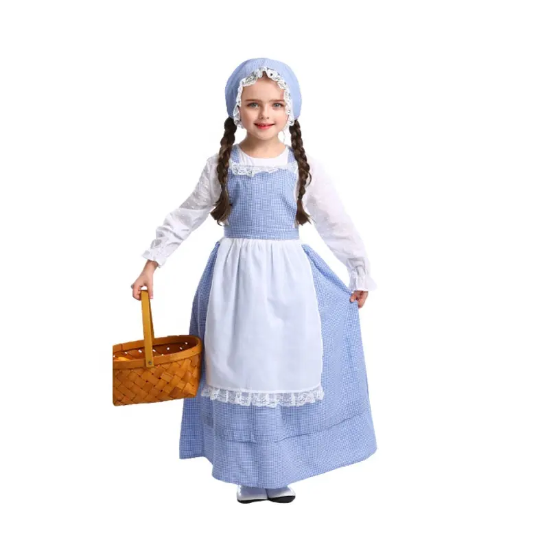 Детский простой костюм, платье, костюмы на Хэллоуин, маскарадный костюм для девочек на ферме, косплей, кавайный наряд, Пасхальный костюм