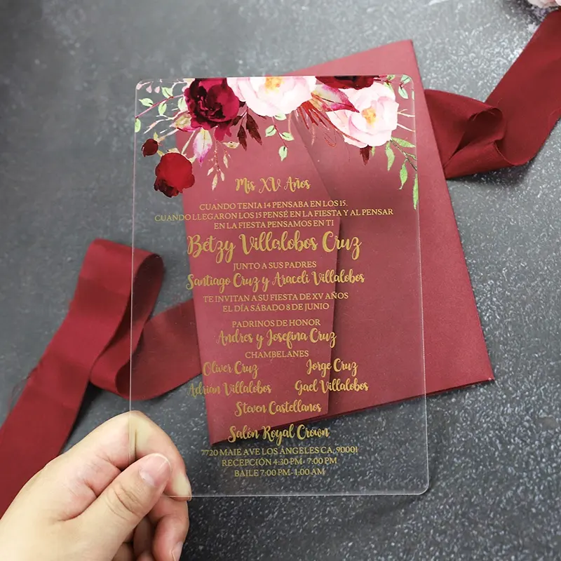 Индивидуальные свадебные приглашения из перспекса-винтажная роза