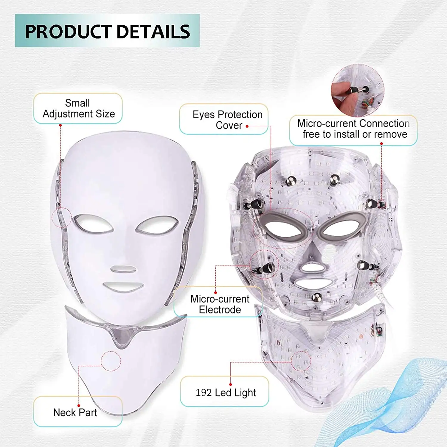2024 светотерапия косметическая маска для лица Новое поступление 7 видов цветов омоложения кожи светотерапия маска для ухода за шеей