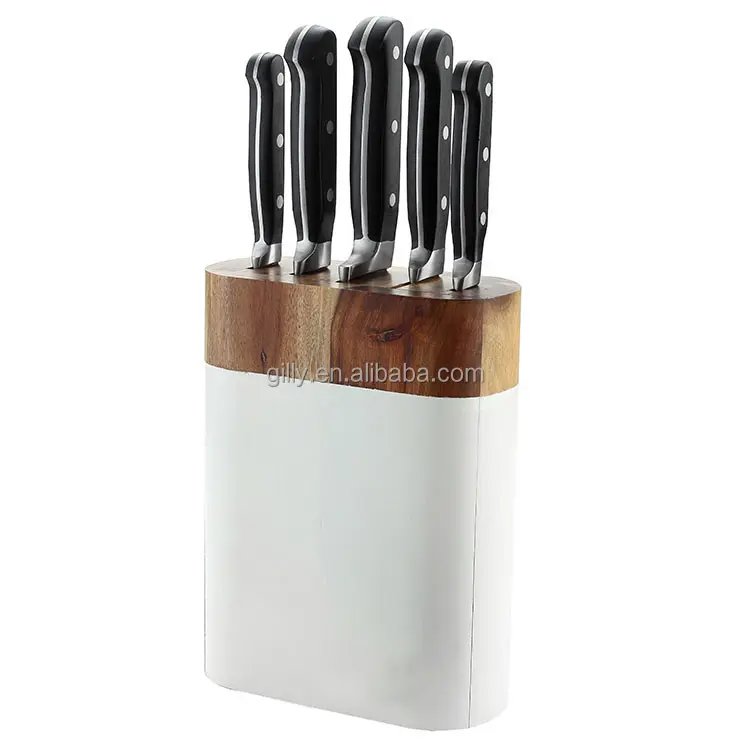 Лучший поварской нож в мире, классический набор из 6 кухонных столовых приборов с деревянным держателем