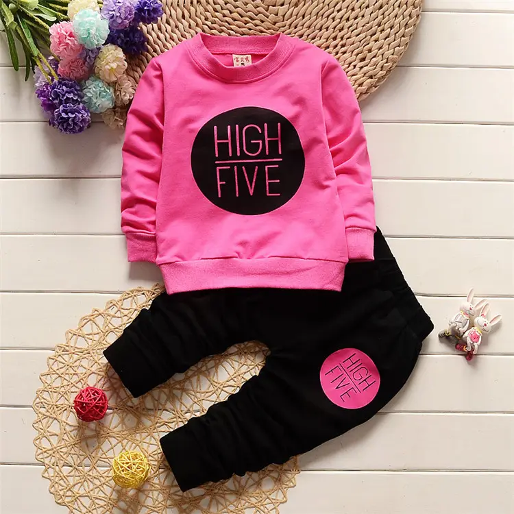 New Style Cute Outfits for Girls Spring Autumn Toddler Clothing Sets Long Sleeve T shirt + Trouser Two Piece Children's Clothing