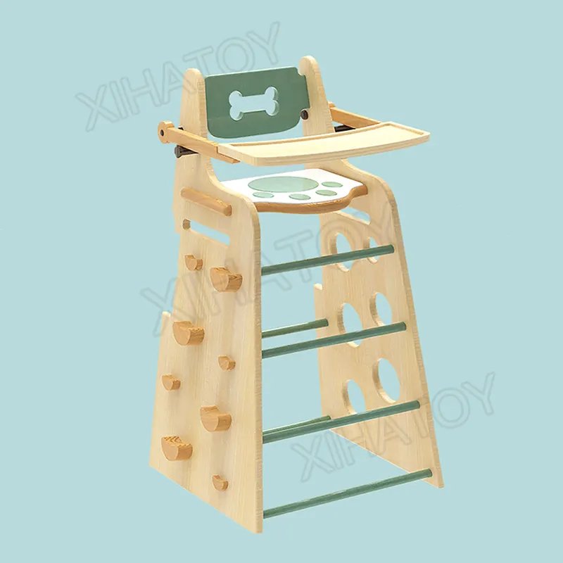 XIHA Portable Folding Multifunction High Chair Baby Dining Chair Wooden High Chair Adjustable Height Feeding Table