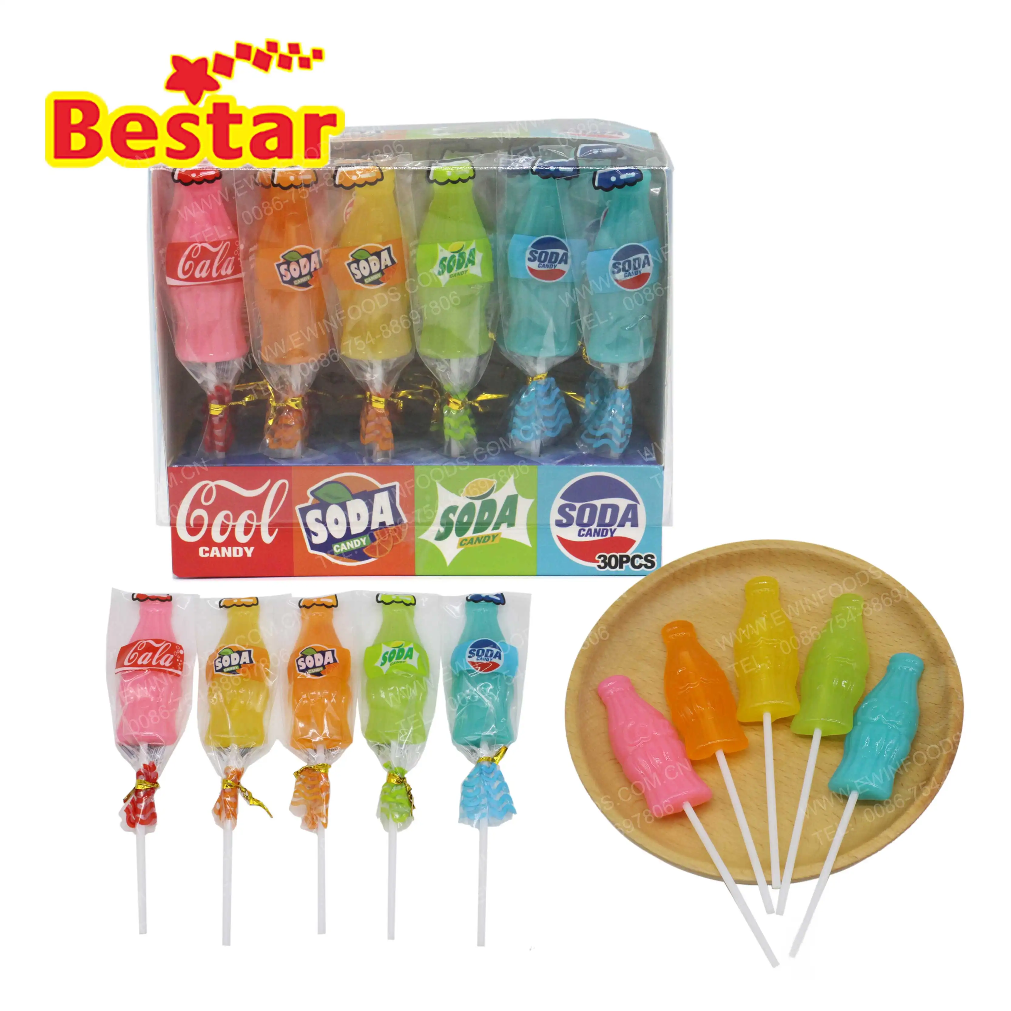 Cola drink lollipops customized wholesale fruit flavor bottle shape lollipop hard candy pops