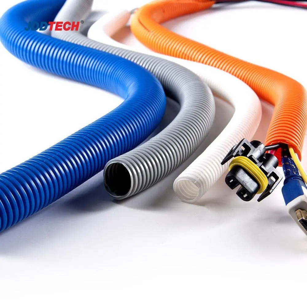Automotive split corrugated flexible conduit for wiring harness protection