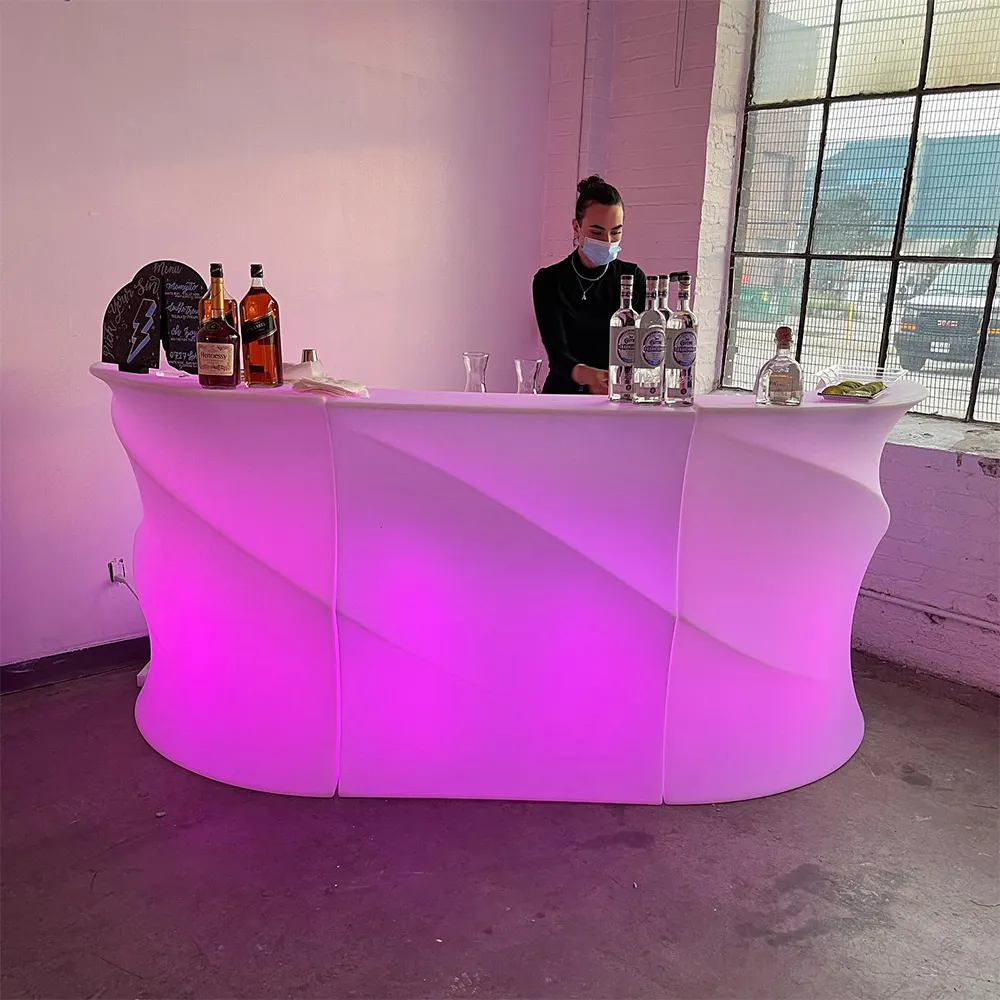 modern Plastic Portable Bar Counter furniture,Home Wine Mini Bar Counter design illuminated led furniture for lounge nightclub