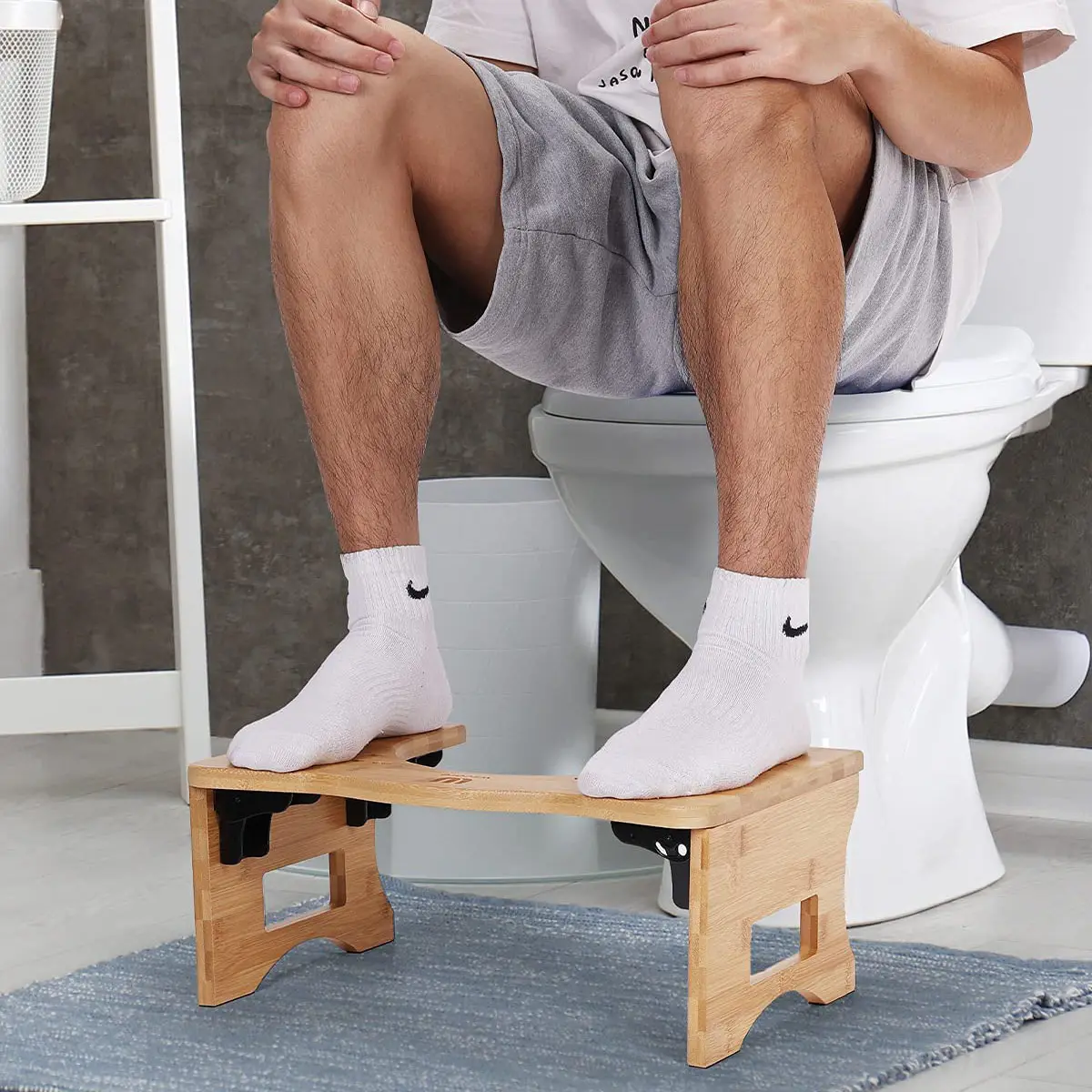 Foldable Toilet Squatty Potty Stool With Non-Installation 7 Inch Bamboo Squatting Toilet Stool For Bathroom