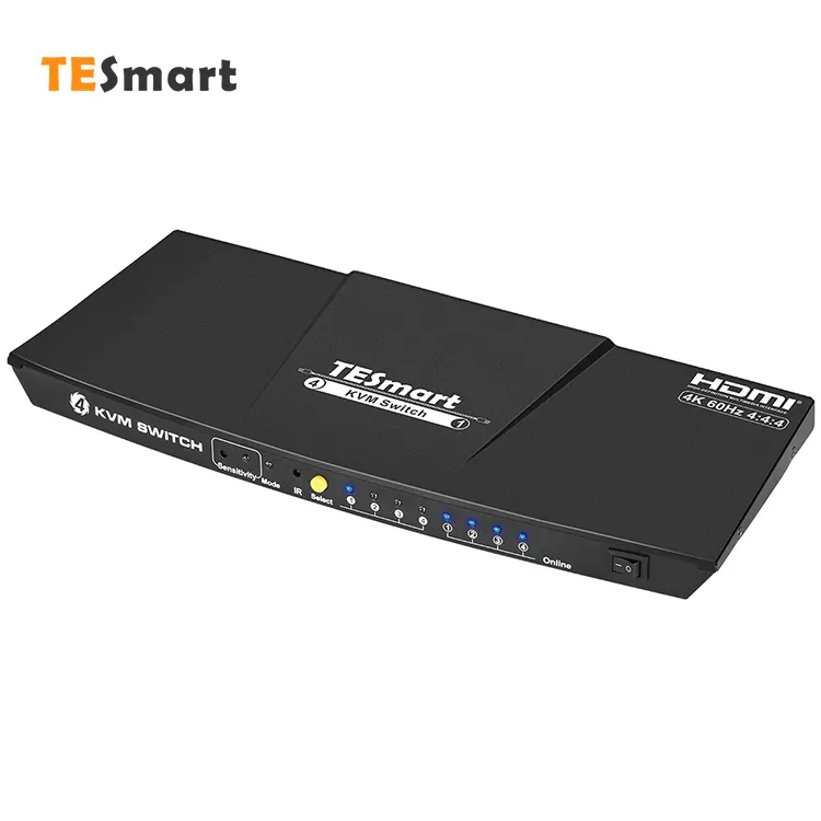 TESmart Fully Compliant  Display Kvm Switch Dual Monitor Edid Hotkey Hdcp2.0 4k60hz 4x2 Hdmi Kvm Switch With Audio Output