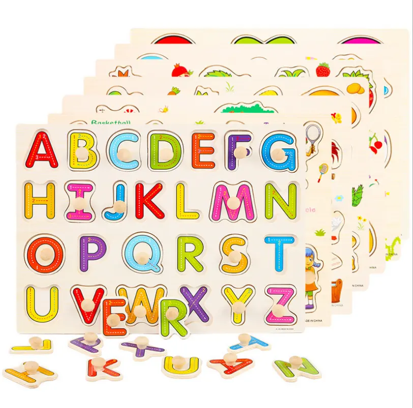 Детский развивающий Деревянный алфавит с животными познавательными буквами Обучающие головоломки Монтессори цифры сортировщик подсчет игрушки для детей